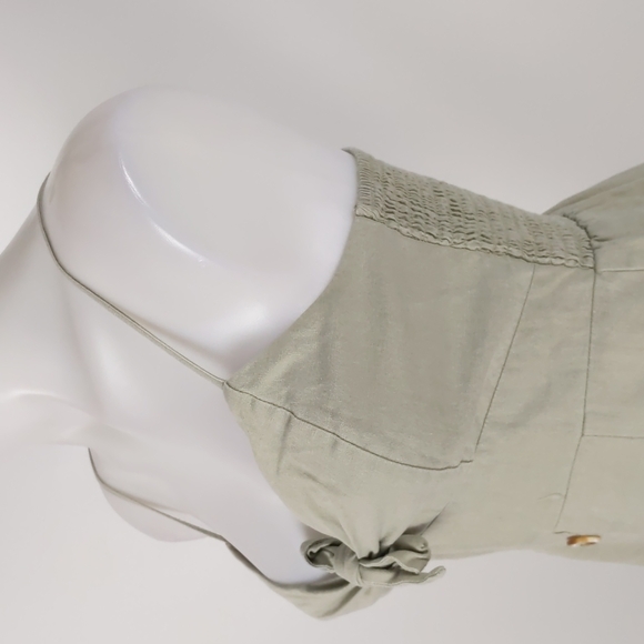 Piping Hot Women's Dress Size 10 Green A-Line Adjustable Straps Shirring Buttons - Picture 8 of 16